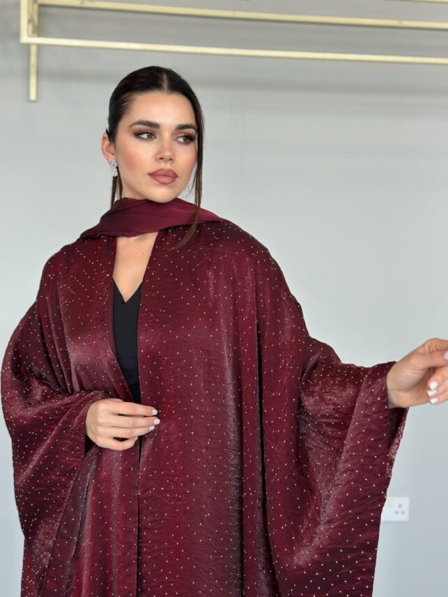 Cape Abaya with tiny beads, Organza Materials