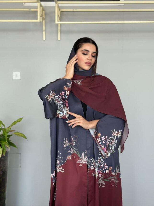 Summer Printed Abaya, Satin Materials