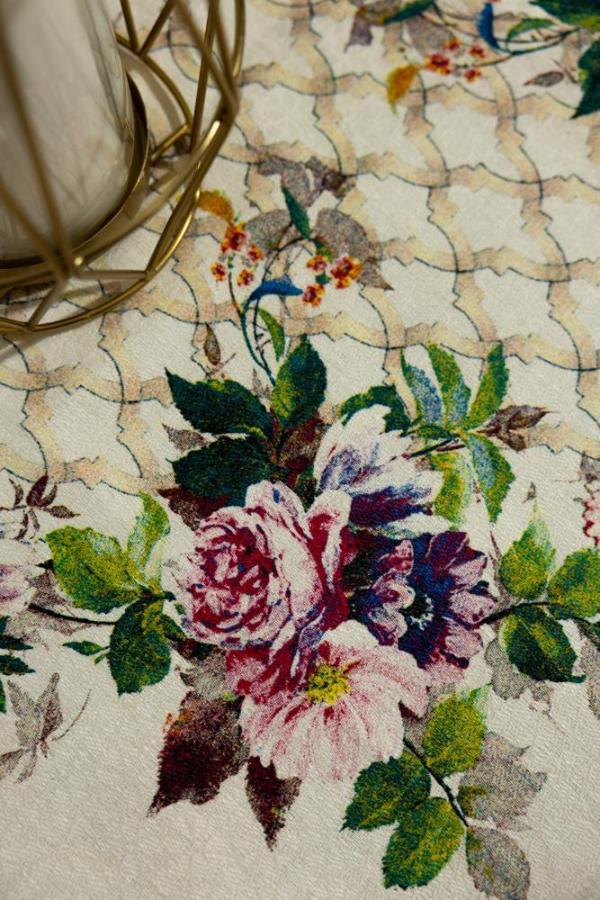 Marakesh table cloth printed flower, Linen materials