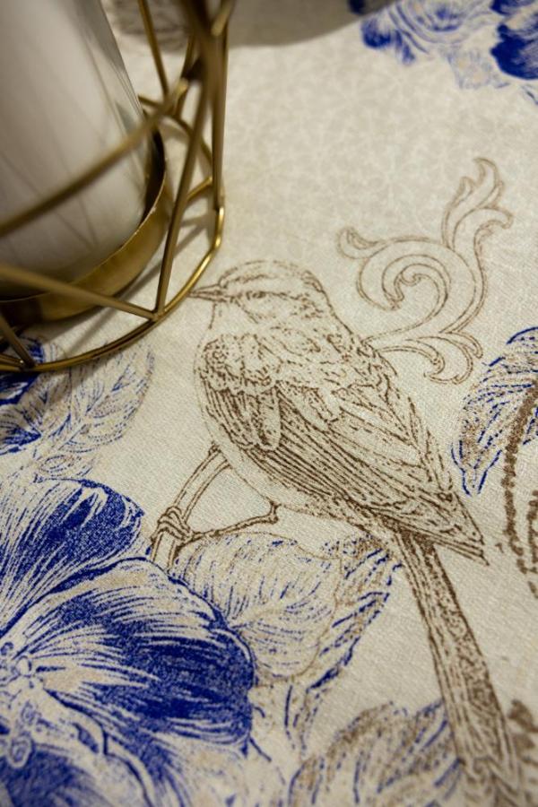 Shabby Chic table cloth with printed flower, Linen materials